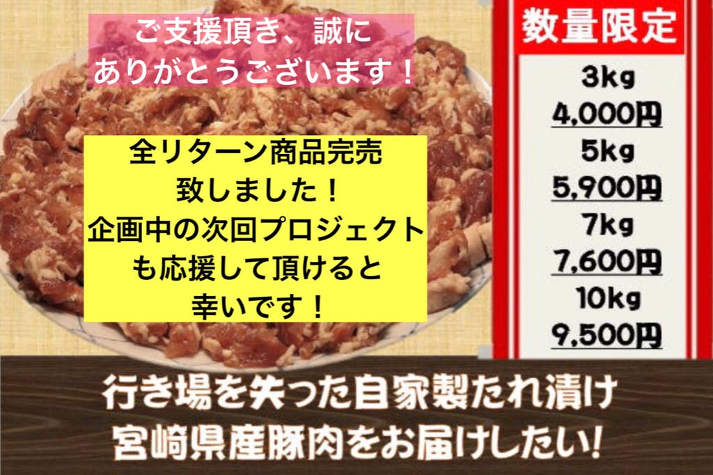宮崎プロ野球キャンプ販売の為に製造していた、たれ漬け宮崎県産豚肉を数量限定販売！